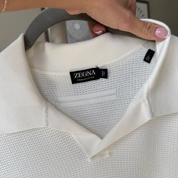 Zegna V-Neck Cotton Polo Shirt